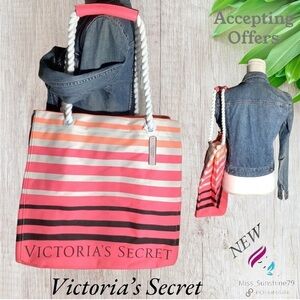 Victoria’s Secret NEW - ombre striped beachy summer tote bag
